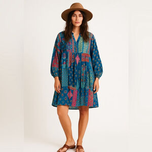 tristan Bohemian Blue Floral Dress